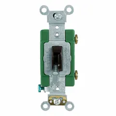 Single-pole maintained locking wall switch rated 30 A at 120/277V AC. Non-illuminated, brown finish. Locking mechanism secures on/off position to prevent accidental switching in commercial or industrial lighting and motor circuits.
