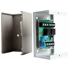 DPDT relay rated 24V DC for fire alarm control circuits. UL listed. Body height 6.12 in, depth 2.5 in. Used to switch notification appliances and auxiliary equipment in fire alarm systems.