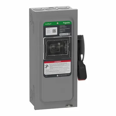 SCHNEIDER Safety Switch: Non-Fusible, 30 A, Three Phase, 600V AC/DC, Galvanized Steel - Non-Fusible Safety Switches