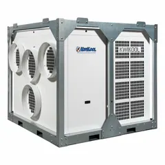 This heavy-duty portable air conditioner delivers 270,000 BtuH of cooling for large indoor or outdoor spaces. It operates on 460V AC and includes an air filter. Suitable for high-static applications in industrial or commercial environments.