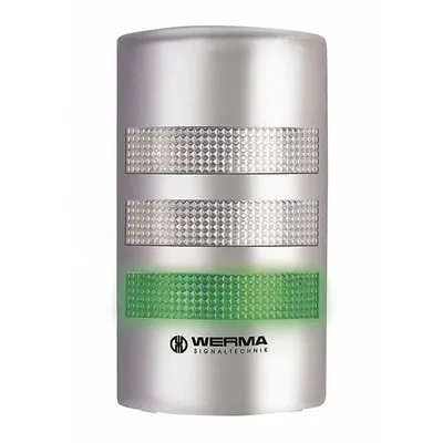 WERMA Tower Light Assembly: 3 Tier, Green/Red/Yellow, Sounder Tier Included - Three-Tier Tower Light Assemblies