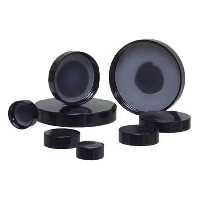 QORPAK Lab Bottle Caps: 53 mm Dia, Black, Phenolic, Polyethylene, 910 Closures Included - Screw On Caps