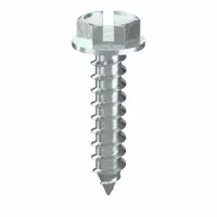 Steel, zinc-plated, slotted hex washer head sheet metal screw. #8 size, 3/4 in length, 1/4 in drive size. Pack of 1,000. Used for fastening sheet metal in applications such as HVAC ductwork, metal roofing, and industrial enclosures