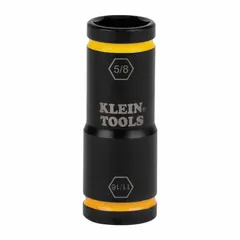 SAE flip impact socket with 1/4 in drive, offering 11/16 in and 5/8 in hex sizes in a single tool. 6-point configuration with Manganese Phosphate finish. Designed for use with impact wrenches in fastening applications.