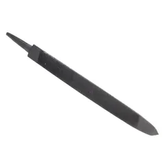 Triangular tapered saw file with 7 in length, 7/16 in width, and 45-50 teeth per inch. Designed for sharpening saw teeth and precision filing in metalworking and woodworking. Its triangular shape allows access into narrow gullets for restoring cutting edges on hand saws and machine blades.