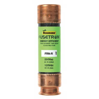 BUSSMANN Fuse: Class RK5, FRN-R Series, Time-Delay, 6.25 A, 250 V AC, 125 V DC - Time-Delay Cylindrical Fuses
