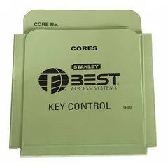 Paper-based key authorization card for recording and documenting specific core markings. Used in commercial and institutional key control systems to maintain audit trails and access control records.