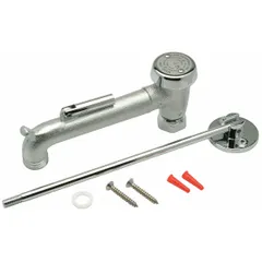 This single-bend faucet spout is constructed of cast brass with a chrome finish. It includes a spacer washer for installation. Designed for use in commercial and institutional washroom faucet systems as a replacement or component spout.