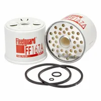 Cartridge fuel filter with cellulose media. Overall length 2 13/16 in, outside diameter 3 5/16 in, inside diameter 11/16 in. For use in diesel or gasoline fuel systems to remove contaminants. Compatible with Lancer Boss trucks