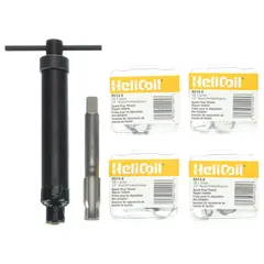 This thread repair kit includes an 18-8 stainless steel free-running insert with M18-1.50 fine metric threads and a Special STI tap. Designed for restoring damaged internal threads in metal components. Suitable for applications requiring strong, wear-resistant threads in industrial machinery and equipment maintenance.