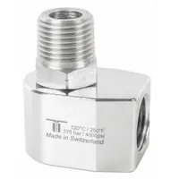 MOSMATIC Rotary Union: Elbow, Nickel-Plated C38500 Brass, 1 Passages, 1/2 in Threaded Rotating Shaft (MPN 43.453)