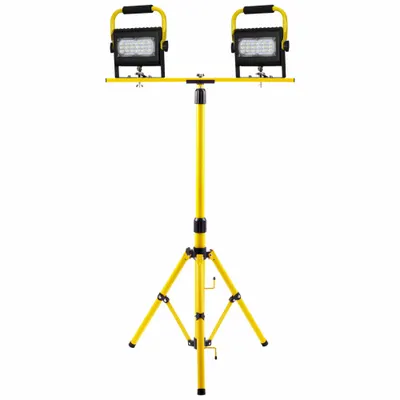 SOUTHWIRE Twin Head Corded Work Light: 6,000 lm Max Brightness, LED, 1, 1 Brightness Levels - Tripod Stand Lights