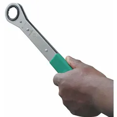 Alloy steel construction with natural finish. 12-point box end design provides secure grip on hex fasteners. Suitable for tightening or loosening nuts and bolts in confined spaces during maintenance and assembly tasks.