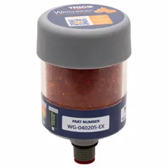 This TRICO desiccant breather is designed for extreme-humidity environments, filtering airborne moisture and particles down to 3 micron. It features a 3/8" male BSPT thread and is compatible with BSPP and NPT ports. Commonly used on hydraulic and lubrication reservoirs to prevent contamination in industrial systems.