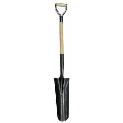 WESTWARD Drain Spade: Steel Blade, 14 ga, D-Grip Handle Type, Wood Handle - Drain Spades