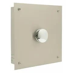 Brass access panel and frame for flush valves on toilets and urinals. Includes set screw. Overall width 14 inches. Compatible with Aquaflush® series.