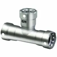 VIEGA MEGAPRESS Crimp Tee Fitting: 3/4 in Pipe x 3/4 in Pipe x 1/2 in Pipe Size, FKM (MPN 91625)
