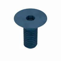 M4x0.70 metric flat head socket cap screw, 10 mm length, with 2.5 mm hex drive. Made from alloy steel with a blue phosphate finish. Supplied in a 25-piece pack. Used in countersunk applications where a flush surface is required, such as in machinery panels and assemblies
