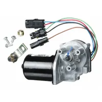 This 12-volt windshield wiper motor is designed for Western Star commercial trucks. It features a 1-inch shaft size and includes a wiring connector, crank, nut, and screws for installation. The motor powers the wiper system to maintain clear visibility during rain or snow