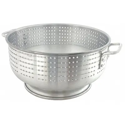 CRESTWARE Colander: 21 qt Capacity, 8 in Overall Ht, Aluminum - Colanders