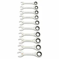 GEARWRENCH Combination Wrench Set: Alloy Steel, Full Polish Chrome, 10 Tools, Std, 12-Point Box End (MPN 86850)
