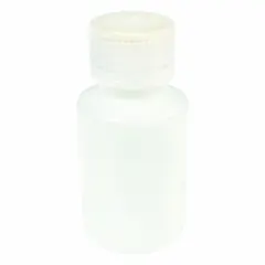 HDPE Narrow Mouth Round Lab Bottle, 3 fl oz (90 mL), Colorless, with Attached Polypropylene Closure