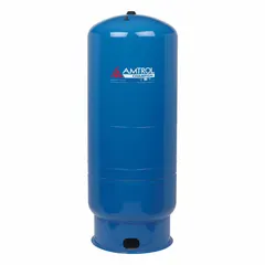 Vertical steel well water tank with 81-gallon capacity and 38 psi precharge pressure. Designed for residential well systems to store water and maintain consistent pressure, reducing pump cycling. Not ASME rated. Pump stand not included.