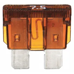 Fast-acting, non-indicating fuse rated 7.5 A at 32 V DC. Part of the ATC series with a standard profile. Used for overcurrent protection in automotive electrical systems such as lighting, audio, and accessory circuits.