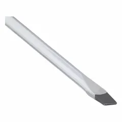 This slotted screwdriver features a 1/8 in tip size and a standard-length shank with an overall length of 5 3/4 in. The steel blade is paired with a cushion grip handle for user comfort. Suitable for turning slotted screws in general maintenance, assembly, and electrical applications.