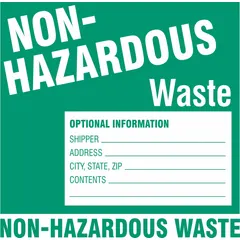 White label measuring 6 inches by 6 inches, printed with the message 'Optional Information.' Used for marking packages with non-hazardous or discretionary handling instructions during transport. Supplied in a pack of 100.