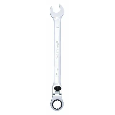 WESTWARD Combination Wrench: Alloy Steel, Chrome, 17 mm Head Size, 10 in Overall Lg - Metric 12-Point Ratcheting Combination Wrenches