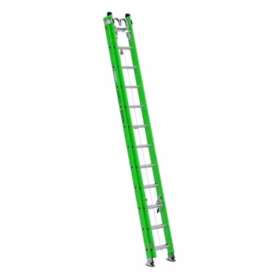 WERNER Extension Ladder: 24 ft Ladder Size, Fiberglass, 375 lb Load Capacity, 48 lb Wt - Non-Conductive Fiberglass Extension Ladders