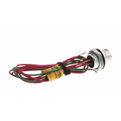 This 4-pin Micro M12 front mounting receptacle with 1/4 in male thread is designed for signal and low-power applications. It features a PVC cable jacket and 22 AWG wire, with IP67 and NEMA 6P ratings for protection against moisture and dust. Suitable for use in industrial automation and sensor connections.