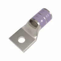 Copper one-hole compression lug for terminating 4/0 AWG stranded copper wire onto a 5/16 in stud. Suitable for use in electrical panels, switchgear, and power distribution connections requiring a secure, low-resistance termination