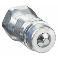 This steel hydraulic quick-connect coupling plug is designed for rapid connection and disconnection of hydraulic lines in fluid power systems. With a 1/2"-14 thread size and 45 lpm maximum flow rate, it is suitable for mobile equipment, industrial machinery, and hydraulic tooling. The nitrile seal provides reliable leak-free performance