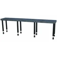 This fixed press-fit stationary shelving unit features a plastic frame and shelves made of corrosion-resistant High Density Polyethylene. It measures 96 inches in width, 16 inches in depth, with a 24-inch overall height and one shelf. Suitable for environments where resistance to moisture and chemicals is required.