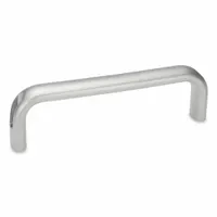 This load-rated standard U pull handle is made of stainless steel with a silver finish. It has a 0.51 in diameter, 3.9 in grip length, and unthreaded holes for M5 screws. Suitable for use on industrial enclosures, machinery doors, and panels where a reliable grip is needed