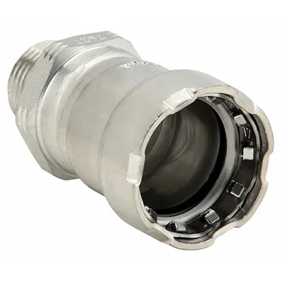 VIEGA MEGAPRESS Crimp Adapter Fitting: 3/4 in Pipe x 1/2 in Pipe Size, Press-fit x MNPT - Potable Water Stainless Steel Press Fittings