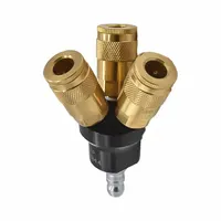 INTERSTATE PNEUMATICS Pipe Manifold Fitting: Inline, Round, Brass, 1/4 in Quick-Disconnect Insert (MPN FPM44-KA4B)