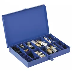 This cartridge repair kit is designed for use with Chicago Faucets Naiad Series disc faucets. It is suitable for both hot and cold water applications. The kit includes multiple components made from various materials to restore proper faucet function.