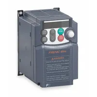 Three-phase output VFD with heat sink style, rated 1/4 hp, 200-240V AC, no bypass. Color Black/Blue/Gray. Used for variable-speed control of three-phase motors in applications such as fans, pumps, and conveyors