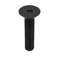 Flat head socket cap screw with 1/4"-28 thread, 1 inch length, and 5/32 inch hex drive. Made from black oxide alloy steel for corrosion resistance. Supplied in a 100-piece pack. Used in applications requiring a flush finish, such as machinery and fixture assembly