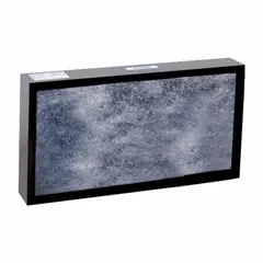 This carbon filter is designed for use in fume hoods within educational settings. It captures chemical vapors and odors to help maintain air quality. The filter has an overall height of 4 inches and is intended for school and university laboratory ventilation systems.
