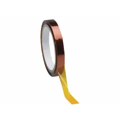 Polyimide film tape with silicone adhesive, amber color, 1 mil thickness, 36 yards length. Suitable for high-temperature masking applications such as powder coating, wave soldering, and PCB protection, where residue-free removal is required.