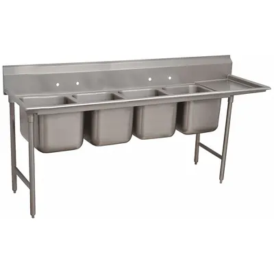 ADVANCE TABCO Scullery Sink: 4 Bowls, 42 in Overall Ht, 101 in Overall Lg - Four-Bowl Freestanding Kitchen & Bar Sinks without Faucets
