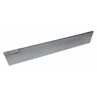 Cut-off blade with V-groove tip and zinc coating, designed for cutoff and grooving operations on lathes and CNC machines. Overall height 11/16 in, overall length 5 in. Two cutting ends help center the cut and reduce burr formation