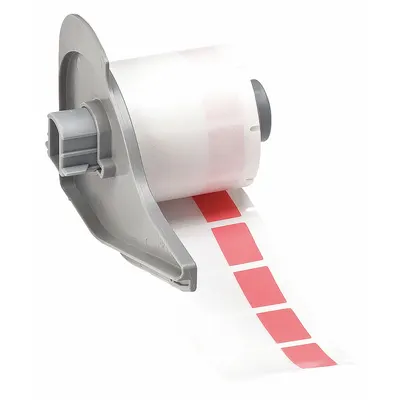 BRADY Wraparound Label: 1 1/2 in x 3/4 in, Vinyl, Red (Matte) - Brady Precut Label Rolls