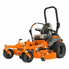 This gas-powered zero-turn mower is designed for residential yards up to 5 acres. It features a 726 cc 4-cycle engine, a steel deck, rear-wheel drive, and side discharge for efficient grass clipping dispersal.