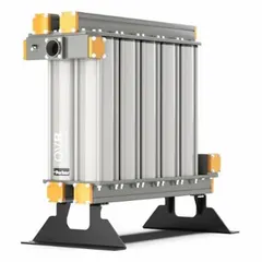 Activated carbon filter for removal of odors and oil vapor from compressed air systems. Aluminum body with 2 1/2 in NPT connection. Rated for 1,725 scfm flow, maximum operating pressure 232 psig, and maximum operating temperature 122°F. Suitable for industrial compressed air applications requiring contaminant-free air.
