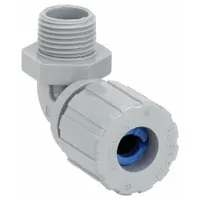 Liquid Tight Cord Connector: Nylon, 1/2 in MNPT, 0.38 in to 0.50 in, Gray (MPN NHC1023CR)